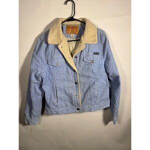Aeropostale Womens Light Blue Corduroy Sherpa Lined Trucker Jacket Size L